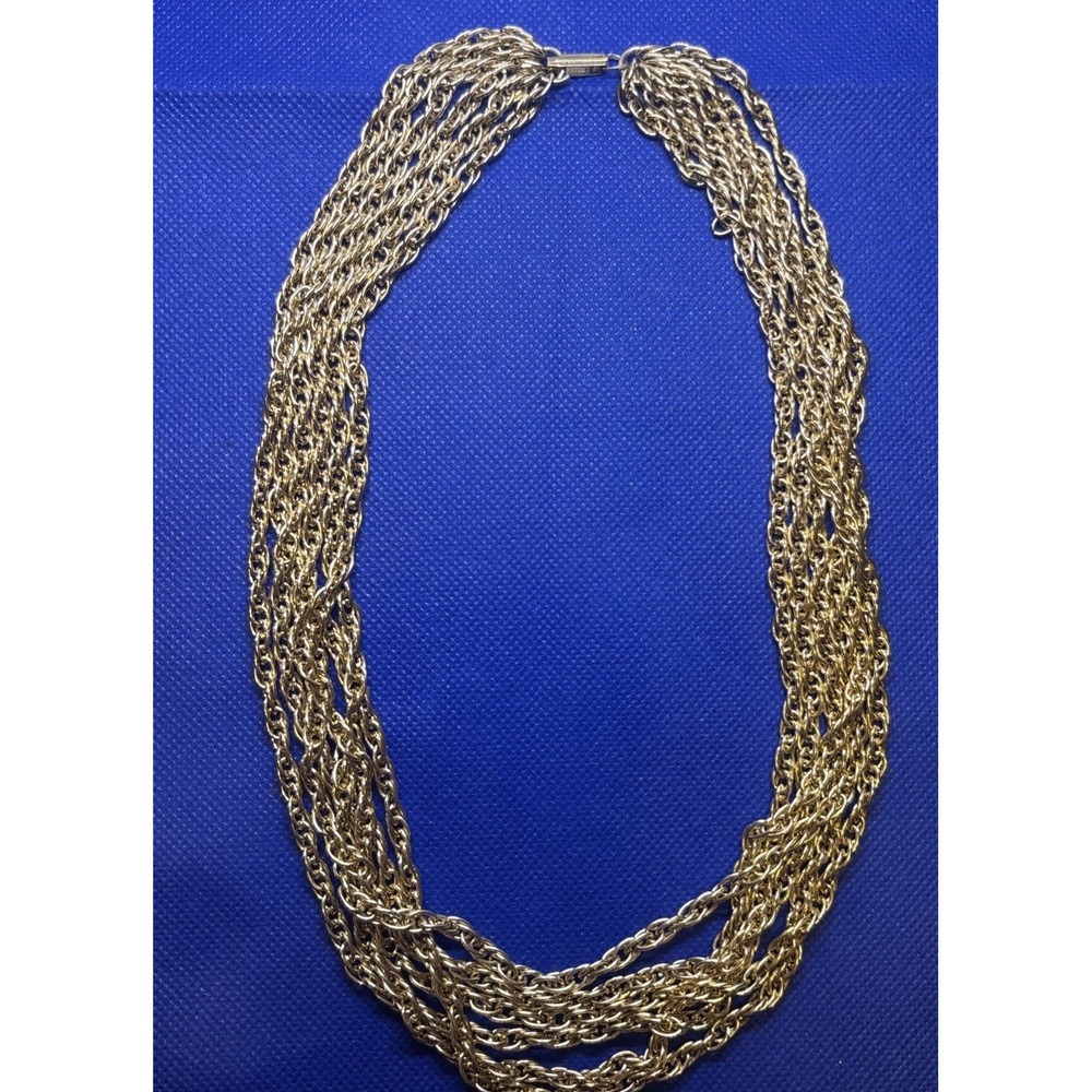 Vintage Six Multi Strand Gold Tone Light Weight Necklace Hong Kong